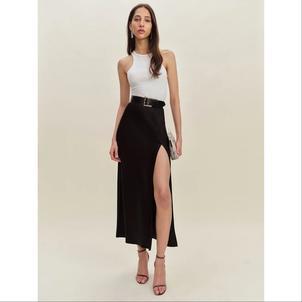 Stone Cold Fox Black Maxi Skirt with High Slit